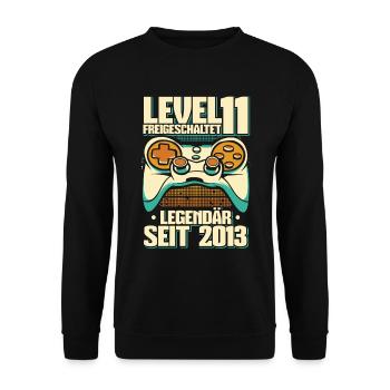 Gaming 11. Geburtstag 11 Jahre Gamer - Unisex Pullover - Schwarz - Vorne - Alina (178cm) & Michal (187cm)