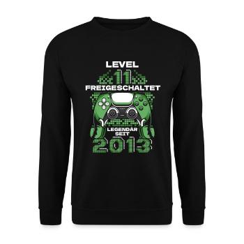 Gaming 11. Geburtstag 11 Jahre Gamer - Unisex Pullover - Schwarz - Vorne - Alina (178cm) & Michal (187cm)
