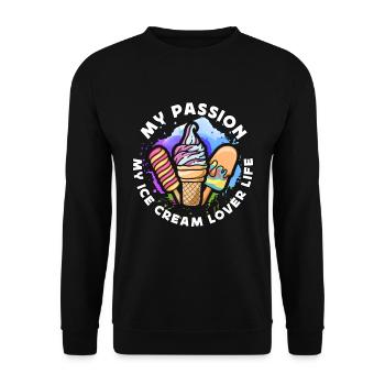 Amateur de crème glacée Ma passion Ma crème glacée Sweet Ice - Sweat-shirt Unisexe - noir - Devant - Alina (178cm) & Michal (187cm)