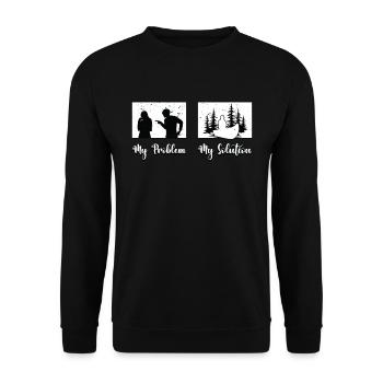Kayakiste Mon problème Ma solution Pictogramme Maman Papa - Sweat-shirt Unisexe - noir - Devant - Alina (178cm) & Michal (187cm)