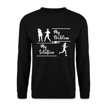Coureur de cross-country Mon problème Mon pictogramme Maman - Sweat-shirt Unisexe - noir - Devant - Alina (178cm) & Michal (187cm)