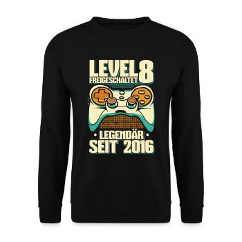 Gaming 8. Geburtstag 8 Jahre Gamer - Unisex Pullover - Schwarz - Vorne - Alina (178cm) & Michal (187cm)