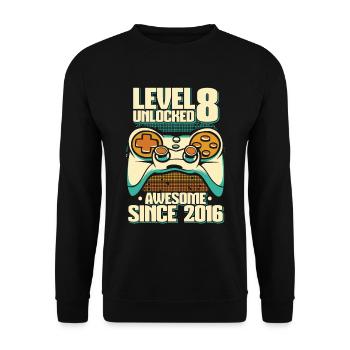 Gaming 8. Geburtstag 8 Jahre Gamer - Unisex Pullover - Schwarz - Vorne - Alina (178cm) & Michal (187cm)