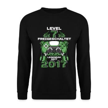 Gaming 7. Geburtstag 7 Jahre Gamer - Unisex Pullover - Schwarz - Vorne - Alina (178cm) & Michal (187cm)