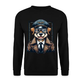 Cute Dog Pilot - Unisex Pullover - Schwarz - Vorne - Alina (178cm) & Michal (187cm)
