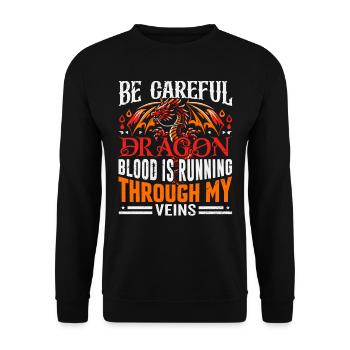 DRACHENBLUT Fließt Durch Meine Adern DRAGON BLOOD - Unisex Pullover - Schwarz - Vorne - Alina (178cm) & Michal (187cm)