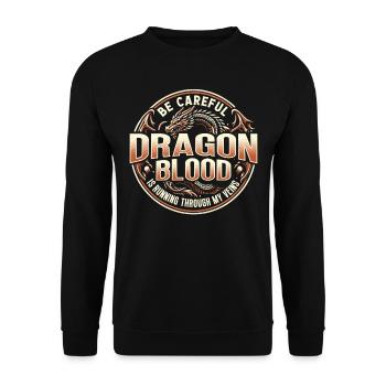 DRACHENBLUT Fließt Durch Meine Adern DRAGON BLOOD - Unisex Pullover - Schwarz - Vorne - Alina (178cm) & Michal (187cm)