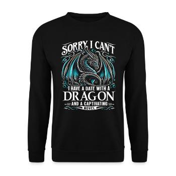 Dragon's Book - Dragon Book Reader - Sorry I can't - Unisex Sweatshirt - black - Front - Alina (178cm) & Michal (187cm)