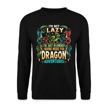 Dragon Adventures – I'm Not Lazy - Drachen Bücher - Unisex Pullover - Schwarz - Vorne - Alina (178cm) & Michal (187cm)