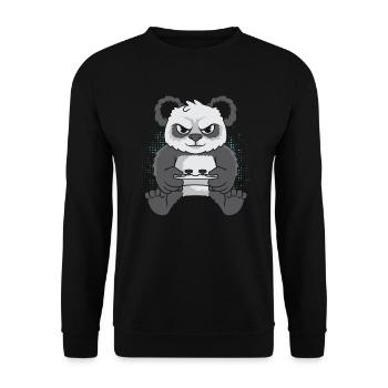 Gamer Gaming Gaming Panda Bear - Unisex Pullover - Schwarz - Vorne - Alina (178cm) & Michal (187cm)