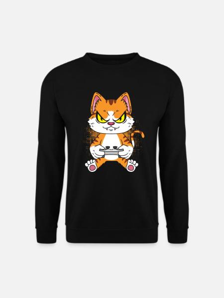 Gamer Gaming Gamer Cat - Unisex Sweatshirt - black