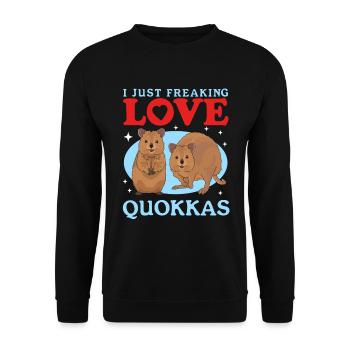 Quokkas Kurzschwanzkänguru Quokka Geschenk - Unisex Pullover - Schwarz - Vorne - Alina (178cm) & Michal (187cm)