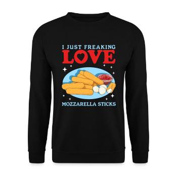 Mozzarella Sticks | Cheese Cheese Lover Gift - Unisex Sweatshirt - black - Front - Alina (178cm) & Michal (187cm)