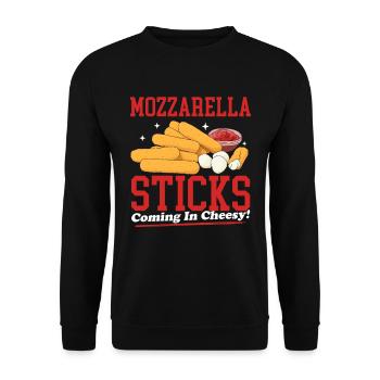 Mozzarella Sticks | Cheese Lover Gift - Unisex Sweatshirt - black - Front - Alina (178cm) & Michal (187cm)