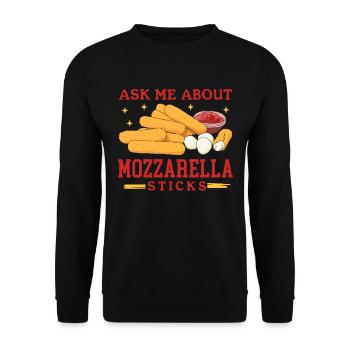Mozzarella Sticks Käseliebhaber Geschenk - Unisex Pullover - Schwarz - Vorne - Alina (178cm) & Michal (187cm)