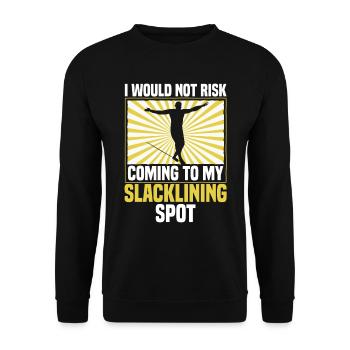 Je ne prendrais pas le risque de venir à mon spot de slackline - Sweat-shirt Unisexe - noir - Devant - Alina (178cm) & Michal (187cm)