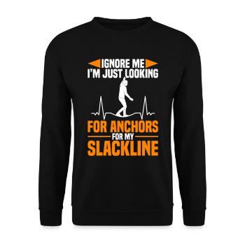 Je cherche juste des ancrages pour ma slackline - Sweat-shirt Unisexe - noir - Devant - Alina (178cm) & Michal (187cm)