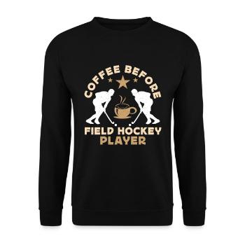 Field Hockey Player Coffee Goalkeeper Coffee Lover - Unisex Pullover - Schwarz - Vorne - Alina (178cm) & Michal (187cm)