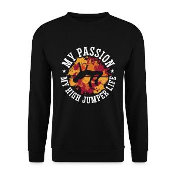 Saut en hauteur Ma passion Mon saut en hauteur Saut à la perche - Sweat-shirt Unisexe - noir - Devant - Alina (178cm) & Michal (187cm)