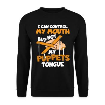 I can control my mouth but not my puppets tongue - Unisex Sweatshirt - black - Front - Alina (178cm) & Michal (187cm)