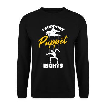 I support puppet rights - Unisex Pullover - Schwarz - Vorne - Alina (178cm) & Michal (187cm)