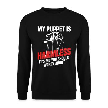 My puppet is harmless it´s me you should worry - Unisex Pullover - Schwarz - Vorne - Alina (178cm) & Michal (187cm)