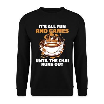 Ce n’est que du plaisir et des jeux jusqu’à ce que le chai soit épuisé - Sweat-shirt Unisexe - noir - Devant - Alina (178cm) & Michal (187cm)