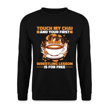 Touche mon chai et ton premier combat est gratuit - Sweat-shirt Unisexe - noir - Devant - Alina (178cm) & Michal (187cm)