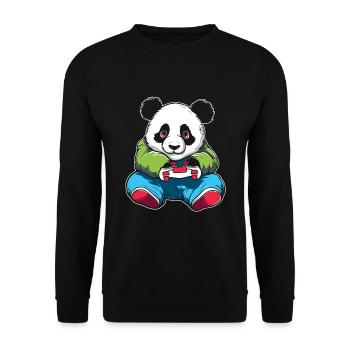 Gamer Gaming Gaming Panda Bear - Unisex Pullover - Schwarz - Vorne - Alina (178cm) & Michal (187cm)