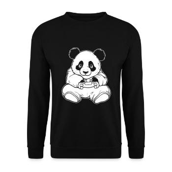 Gamer Gaming Gaming Panda Bear - Unisex Pullover - Schwarz - Vorne - Alina (178cm) & Michal (187cm)