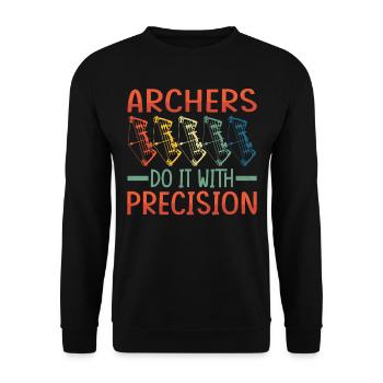 Bogenschütze Mit Präzision Archers With Precision - Unisex Pullover - Schwarz - Vorne - Alina (178cm) & Michal (187cm)