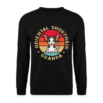 Oriental Shorthair Grandpa OKH Cat Gift - Unisex Sweatshirt - black - Front - Alina (178cm) & Michal (187cm)