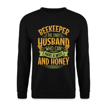 Funny Beekeeper Spruch - Gatte und Ehemann - Unisex Pullover - Schwarz - Vorne - Alina (178cm) & Michal (187cm)