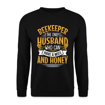 Funny Beekeeper Spruch - Gatte und Ehemann - Unisex Pullover - Schwarz - Vorne - Alina (178cm) & Michal (187cm)