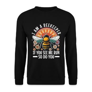 Dicton drôle d’apiculteur - Essaim d’abeilles - Sweat-shirt Unisexe - noir - Devant - Alina (178cm) & Michal (187cm)
