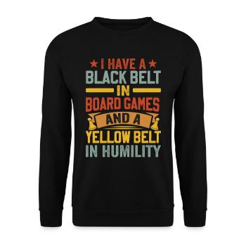 Brettspiel Spruch - Schüchtern , Introvertiert - Unisex Pullover - Schwarz - Vorne - Alina (178cm) & Michal (187cm)