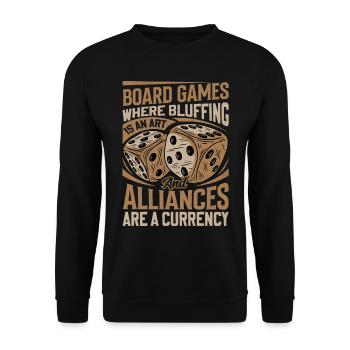 Board Game Saying - Alliances Are Currencies - Unisex Sweatshirt - black - Front - Alina (178cm) & Michal (187cm)