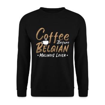Belgian Malinois Lover Coffee Canine Coffee Lover - Unisex Sweatshirt - black - Front - Alina (178cm) & Michal (187cm)