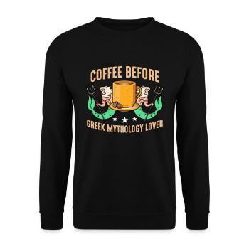 Greek Mythology Lover Coffee Myth Coffee Lover - Unisex Sweatshirt - black - Front - Alina (178cm) & Michal (187cm)