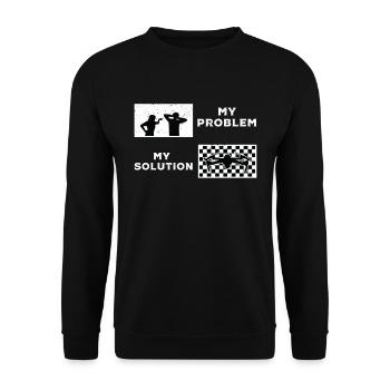 Drone Racing Lover My Problem My Pictogram Dad Mom - Unisex Pullover - Schwarz - Vorne - Alina (178cm) & Michal (187cm)