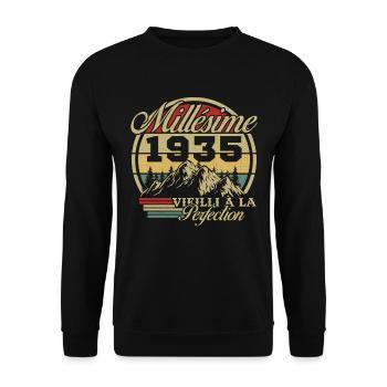 Vintage 1935 Vintage Anniversary Gift - Unisex Sweatshirt - black - Front - Alina (178cm) & Michal (187cm)
