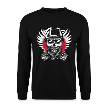 Motorrad Biker Motorbike Skull Motorcycle - Unisex Pullover - Schwarz - Vorne - Alina (178cm) & Michal (187cm)