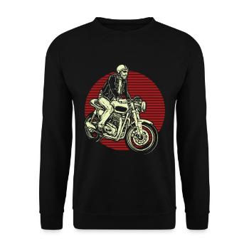 Motorrad Biker Motorbike Skull Motorcycle - Unisex Pullover - Schwarz - Vorne - Alina (178cm) & Michal (187cm)