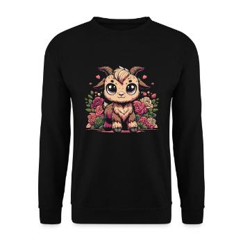 Widder Blumen Blumen - Unisex Pullover - Schwarz - Vorne - Alina (178cm) & Michal (187cm)