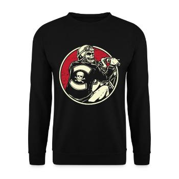 Motorrad Biker Motorbike Skull Motorcycle - Unisex Pullover - Schwarz - Vorne - Alina (178cm) & Michal (187cm)