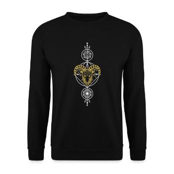 Widder Geometrisch - Unisex Pullover - Schwarz - Vorne - Alina (178cm) & Michal (187cm)
