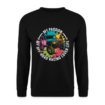 Off-Road Racing Lover My Passion My Off Road Race - Unisex Pullover - Schwarz - Vorne - Alina (178cm) & Michal (187cm)