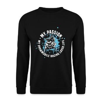 Snowmobile Racing Lover My Passion My Winter Sport - Unisex Pullover - Schwarz - Vorne - Alina (178cm) & Michal (187cm)