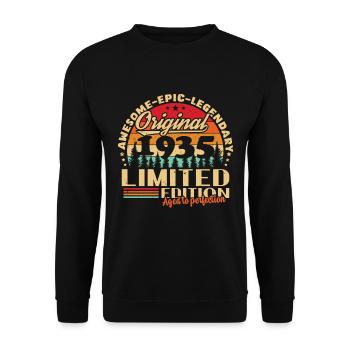 Original 1935 Vintage Retro Anniversary Gift - Unisex Sweatshirt - black - Front - Alina (178cm) & Michal (187cm)