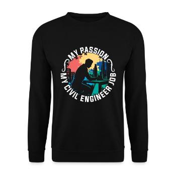 Civil Engineer My Passion My Engineer Contractor - Unisex Pullover - Schwarz - Vorne - Alina (178cm) & Michal (187cm)